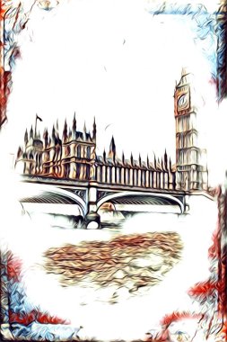 Londra sanat tasarımı çizimi çizimi eğlenceli tasarım antika retro