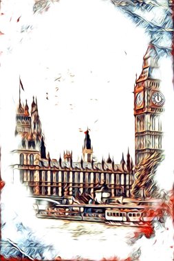 Londra sanat tasarımı çizimi çizimi eğlenceli tasarım antika retro