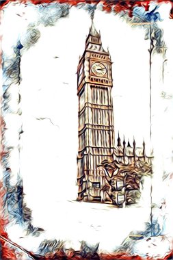 Londra sanat tasarımı çizimi çizimi eğlenceli tasarım antika retro