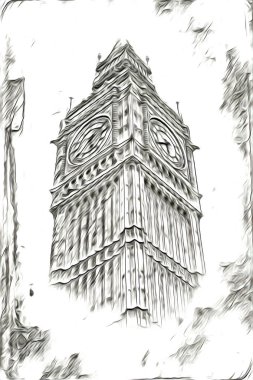 Londra sanat tasarımı çizimi çizimi eğlenceli tasarım antika retro