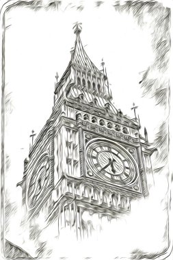 Londra sanat tasarımı çizimi çizimi eğlenceli tasarım antika retro