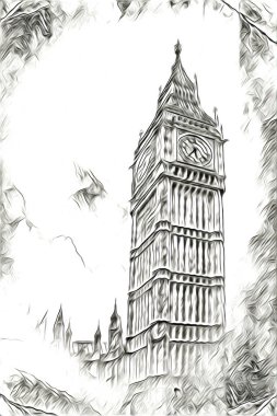Londra sanat tasarımı çizimi çizimi eğlenceli tasarım antika retro