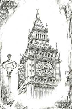 Londra sanat tasarımı çizimi çizimi eğlenceli tasarım antika retro