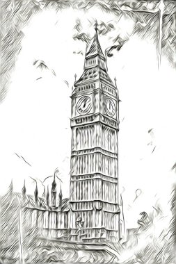 Londra sanat tasarımı çizimi çizimi eğlenceli tasarım antika retro