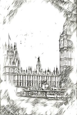 Londra sanat tasarımı çizimi çizimi eğlenceli tasarım antika retro