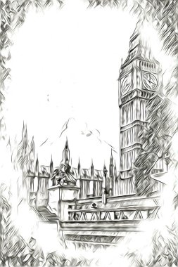 Londra sanat tasarımı çizimi çizimi eğlenceli tasarım antika retro