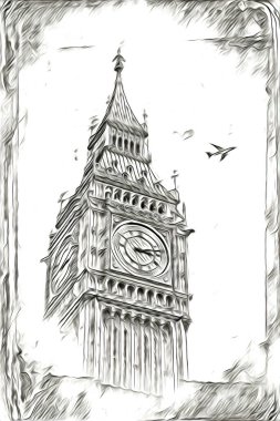 Londra sanat tasarımı çizimi çizimi eğlenceli tasarım antika retro