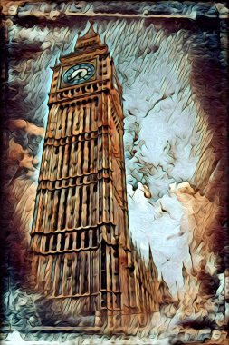 Londra sanat tasarımı çizimi çizimi eğlenceli tasarım antika retro