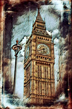 Londra sanat tasarımı çizimi çizimi eğlenceli tasarım antika retro