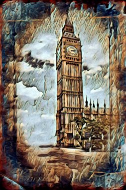 Londra sanat tasarımı çizimi çizimi eğlenceli tasarım antika retro