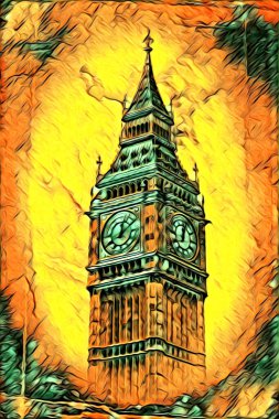 Londra sanat tasarımı çizimi çizimi eğlenceli tasarım antika retro