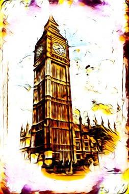 Londra sanat tasarımı çizimi çizimi eğlenceli tasarım antika retro