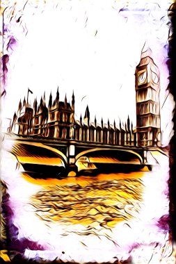 Londra sanat tasarımı çizimi çizimi eğlenceli tasarım antika retro
