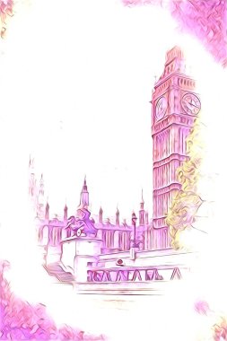 Londra sanat tasarımı çizimi çizimi eğlenceli tasarım antika retro