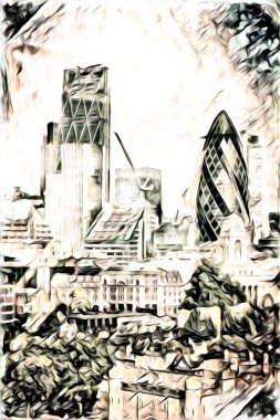 Londra sanat tasarımı çizimi çizimi eğlenceli tasarım antika retro