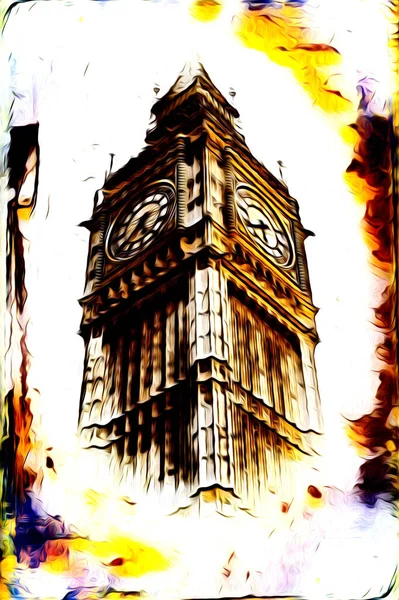 Londra Arte Disegno Schizzo Illustrazione Divertimento Design Vintage Retro — Foto Stock