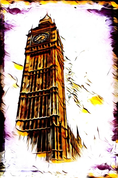 Londra Arte Disegno Schizzo Illustrazione Divertimento Design Vintage Retro — Foto Stock