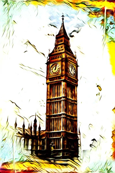 Londra Arte Disegno Schizzo Illustrazione Divertimento Design Vintage Retro — Foto Stock