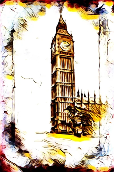 Sketsa Gambar Seni London Sketsa Desain Menyenangkan Retro Vintage — Stok Foto