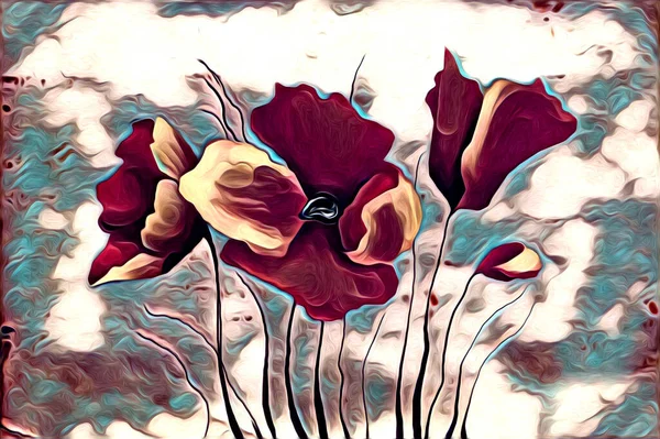 Vintage Φόντο Ζωγραφική Λουλούδι Εικονογράφηση Τέχνης — Φωτογραφία Αρχείου