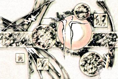 Afrikalı etnik retro vintage çizim çizimi