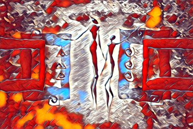 Afrikalı etnik retro vintage çizim çizimi