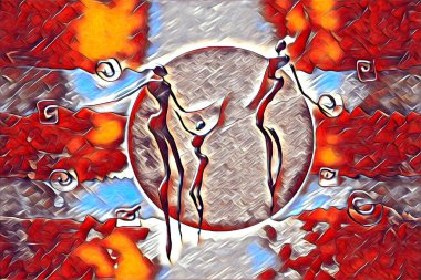 Afrikalı etnik retro vintage çizim çizimi