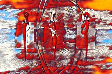 Afrikalı etnik retro vintage çizim çizimi