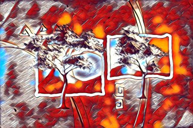 Afrikalı etnik retro vintage çizim çizimi