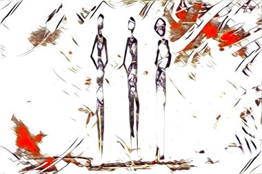 Afrikalı etnik retro vintage çizim çizimi