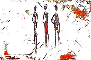 Afrikalı etnik retro vintage çizim çizimi