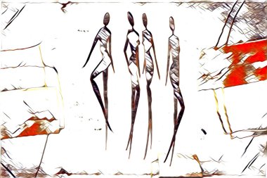 Afrikalı etnik retro vintage çizim çizimi