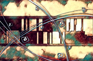 soyut renk tasarımı resim çizimi eskiz retro vintage