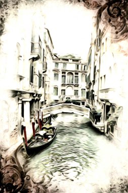 Venedik sanat eskizi çizimi eğlenceli tasarım antika retro