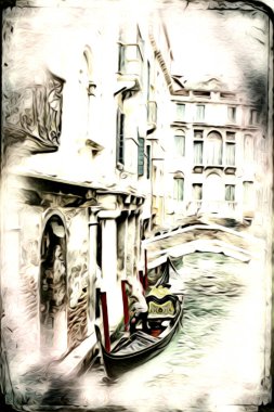 Venedik sanat eskizi çizimi eğlenceli tasarım antika retro