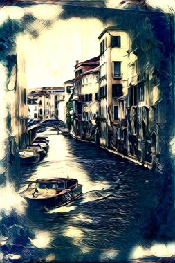 Venedik sanat eskizi çizimi eğlenceli tasarım antika retro