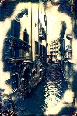 Venedik sanat eskizi çizimi eğlenceli tasarım antika retro