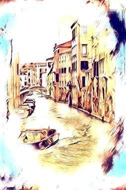Venedik sanat eskizi çizimi eğlenceli tasarım antika retro