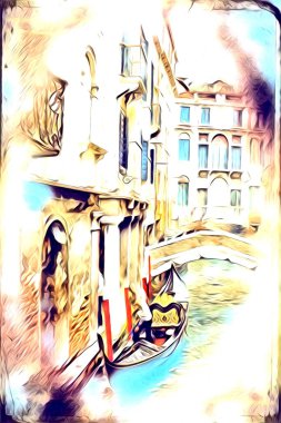 Venedik sanat eskizi çizimi eğlenceli tasarım antika retro