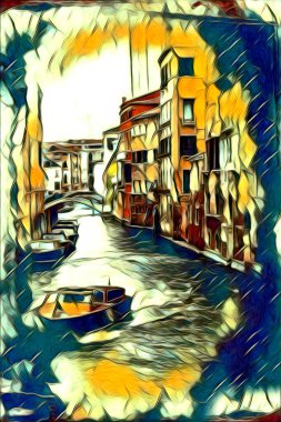 Venedik sanat eskizi çizimi eğlenceli tasarım antika retro