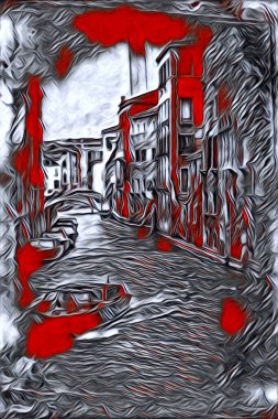 Venedik sanat eskizi çizimi eğlenceli tasarım antika retro