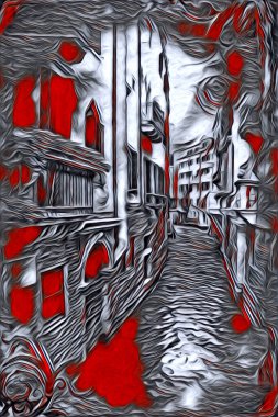 Venedik sanat eskizi çizimi eğlenceli tasarım antika retro