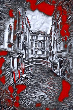 Venedik sanat eskizi çizimi eğlenceli tasarım antika retro