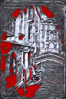 Venedik sanat eskizi çizimi eğlenceli tasarım antika retro