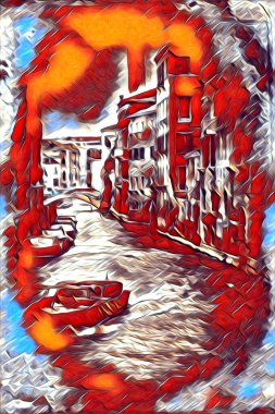 Venedik sanat eskizi çizimi eğlenceli tasarım antika retro