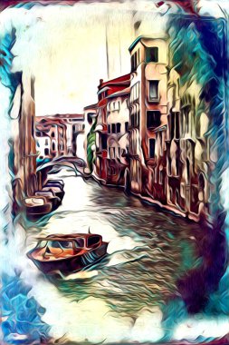 Venedik sanat eskizi çizimi eğlenceli tasarım antika retro