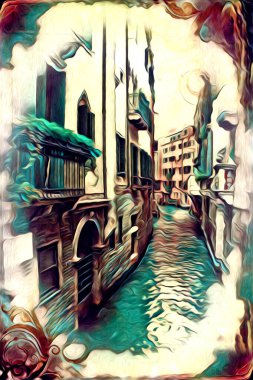 Venedik sanat eskizi çizimi eğlenceli tasarım antika retro