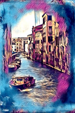 Venedik sanat eskizi çizimi eğlenceli tasarım antika retro