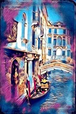 Venedik sanat eskizi çizimi eğlenceli tasarım antika retro