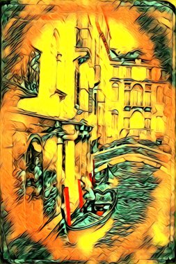 Venedik sanat eskizi çizimi eğlenceli tasarım antika retro